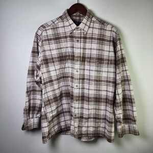 Thunder Mens Long Sleeve Button Up Plaid Cotton Flannel Size XL